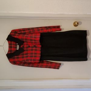 Red and Black Plaid Short Jacket Dress Size 8